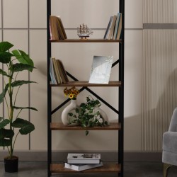 ΒΙΒΛΙΟΘΗΚΗ (PUNTO) ΜΕΤΑΛΛΙΚΗ ΜΕ ΡΑΦΙΑ ΜΕΛΑΜΙΝΗΣ  ΧΡΩΜΑ ΜΑΥΡΟ-ΚΑΡΥΔΙ .Μ.60*Π.30*Υ.150EK.