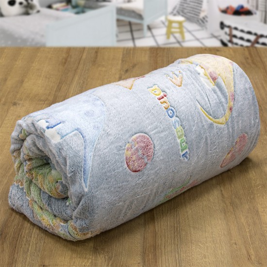 LINO ΚΟΥΒΕΡΤΑ FLEECE ΦΩΣΦΟΡΙΖΕ VOLCANO GREY-CIEL 160X220