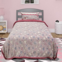 LINO ΚΟΥΒΕΡΤΑ FLEECE SHERPA ΦΩΣΦΟΡΙΖΕ HERZ PINK 160X220