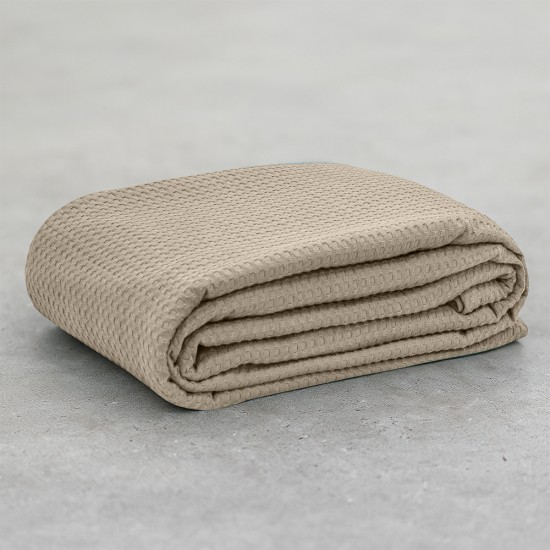 LINO Κουβέρτα King size (240x260) Πικέ Cocoon Μόκα