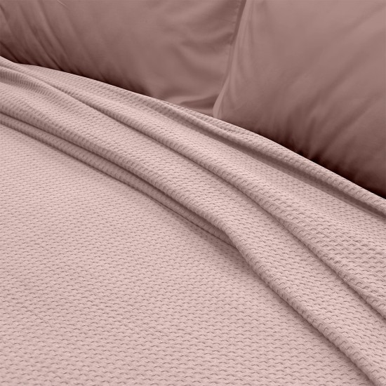LINO Κουβέρτα King Size(240x260) Πικέ Cocoon Ροζ