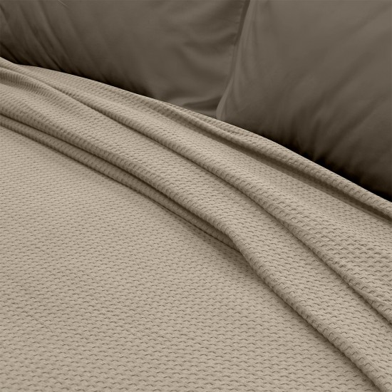 LINO Κουβέρτα Υπέρδιπλη (220x240) Πικέ Cocoon Μόκα