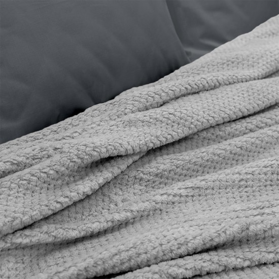 LINO Κουβέρτα Υπέρδιπλη (220x240) Fleece Napnest Ανοιχτό Γκρι