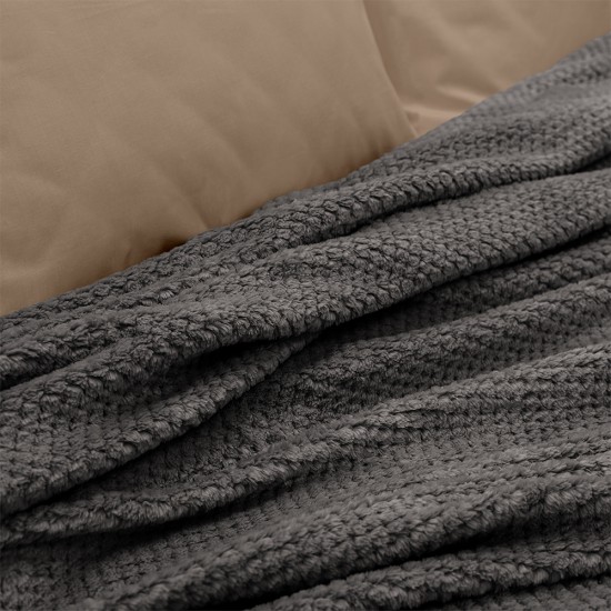 LINO Κουβέρτα Υπέρδιπλη (220x240) Fleece Napnest Σκούρο Γκρι