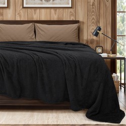 LINO Κουβέρτα Υπέρδιπλη (220x240) Fleece Napnest Μαύρο