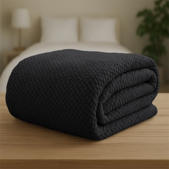 LINO Κουβέρτα Υπέρδιπλη (220x240) Fleece Napnest Μαύρο