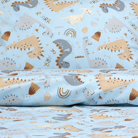 LINO Παιδικά Σετ Σεντόνια (170x260) Jurrasic Nap Πετρόλ