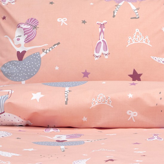 LINO Σετ Παιδική Παπλωματοθήκη (160x240) Dreamy Dancers Κοραλί