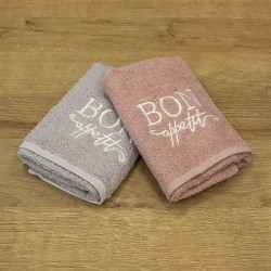 LINO ΣΕΤ ΠΕΤΣΕΤΕΣ BON APETTIT PINK-GREY 2ΤΜΧ
