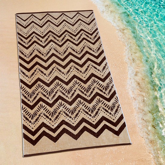 LINO ΠΕΤΣΕΤΑ ΘΑΛΑΣΣΗΣ ZIGZAGE BROWN 86X160 LINO ΠΕΤΣΕΤΑ ΘΑΛΑΣΣΗΣ ZIGZAGE BROWN 86X160