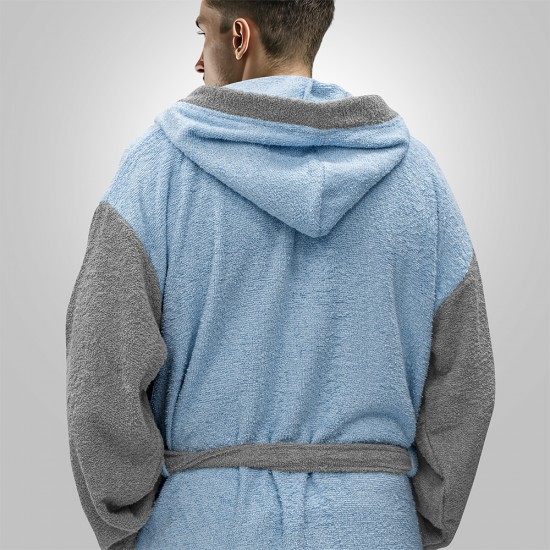 LINO Μπουρνούζι με κουκούλα Medium Revel Γαλάζιο