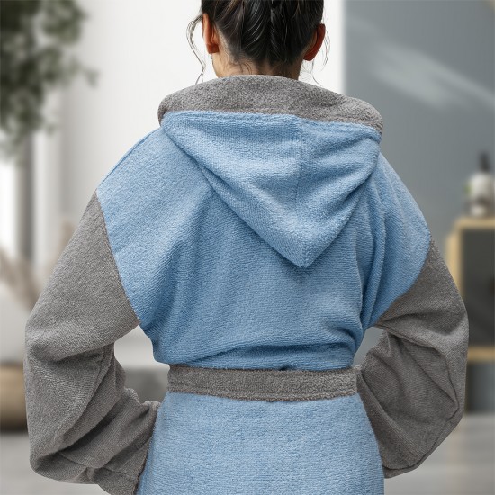 LINO Μπουρνούζι με κουκούλα Medium Revel Γαλάζιο