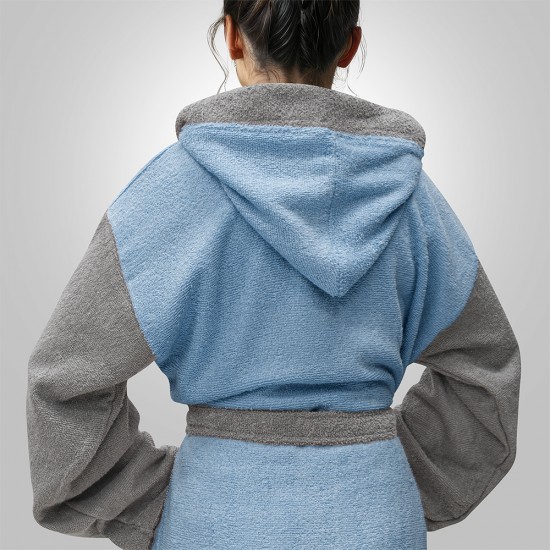 LINO Μπουρνούζι με κουκούλα Medium Revel Γαλάζιο