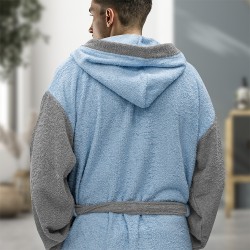 LINO Μπουρνούζι με κουκούλα Large Revel Γαλαζιο