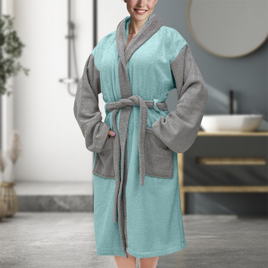 LINO Μπουρνούζι με κουκούλα Medium Revel Μέντα