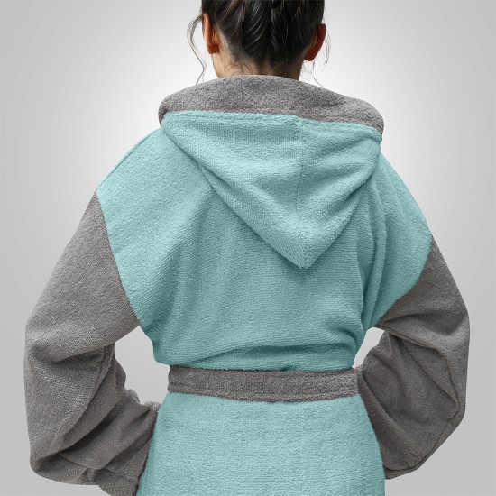 LINO Μπουρνούζι με κουκούλα Medium Revel Μέντα