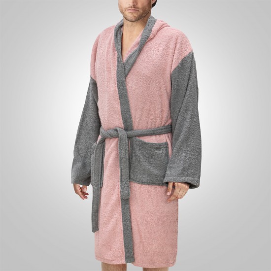 LINO Μπουρνούζι με κουκούλα Large Revel Ροζ