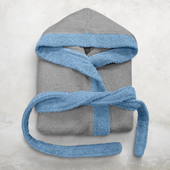 LINO Μπουρνούζι με κουκούλα Large Revel Γκρι