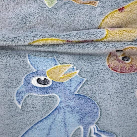 LINO ΚΟΥΒΕΡΤΑ FLEECE ΦΩΣΦΟΡΙΖΕ VOLCANO GREY-CIEL 110X150