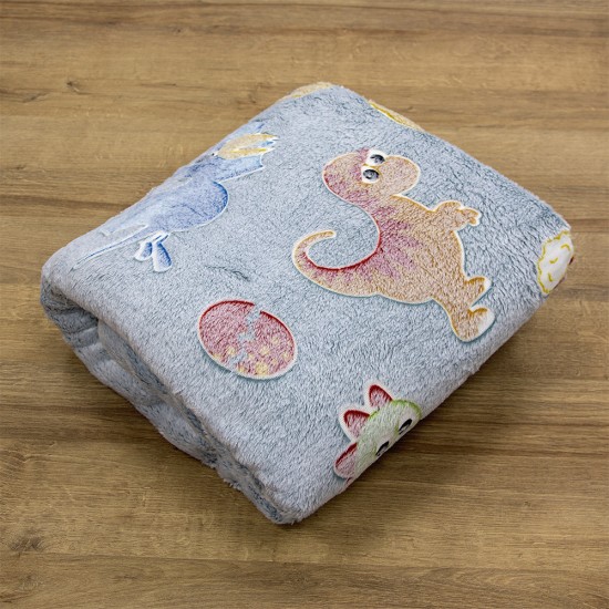 LINO ΚΟΥΒΕΡΤΑ FLEECE ΦΩΣΦΟΡΙΖΕ VOLCANO GREY-CIEL 110X150