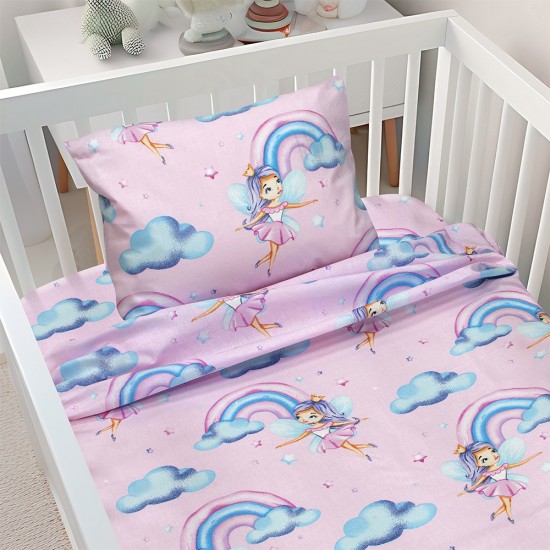 LINO BEBE ΣΕΤ ΣΕΝΤΟΝΙΑ ENHANCED RAINBOW PINK 120X180