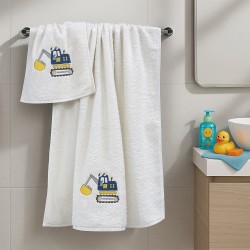 LINO Σετ Πετσέτες Παιδικές 2τμχ (50x90,70x140) Trattore Λευκό