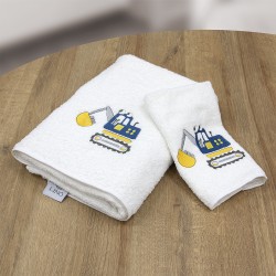 LINO Σετ Πετσέτες Παιδικές 2τμχ (50x90,70x140) Trattore Λευκό