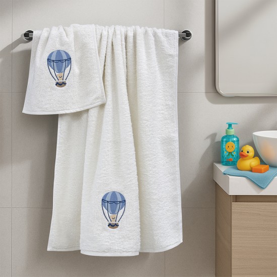 LINO Σετ Πετσέτες Παιδικές 2τμχ (50x90,70x140) Paloncino Λευκό/Μπλε