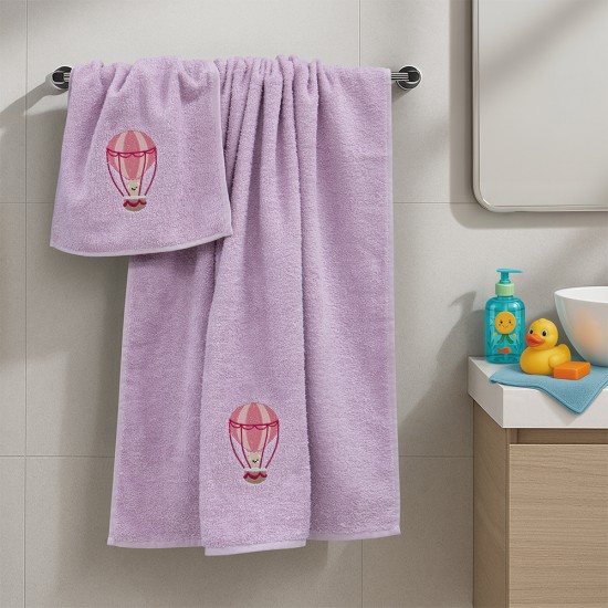 LINO Σετ Πετσέτες Παιδικές 2 τμχ (50x90,70x140) Paloncino Λιλά