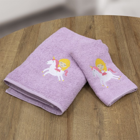 LINO Σετ Πετσέτες Παιδικές 2τμχ (50x90,90x140) Corno Λιλά
