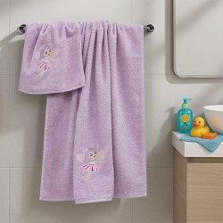 LINO Σετ Πετσέτες Παιδικές 2 τμχ (50x90,70x140) Hada Λιλά