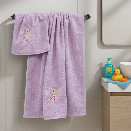 LINO Σετ Πετσέτες Παιδικές 2 τμχ (50x90,70x140) Hada Λιλά