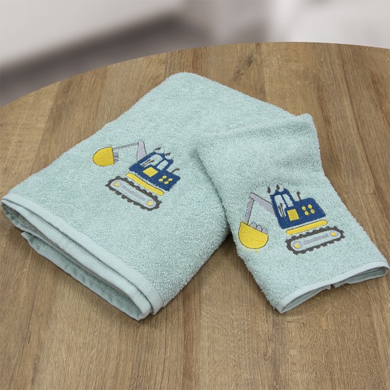 LINO Σετ Πετσέτες Παιδικές 2 τμχ (50x90,70x140) Trattore Μέντα