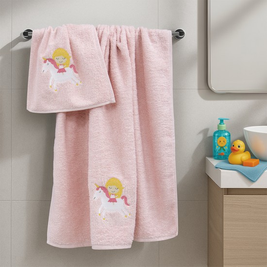 LINO Σετ Πετσέτες Παιδικές 2 τμχ (50x90,70x140) Corno Ροζ