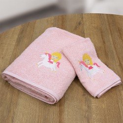 LINO Σετ Πετσέτες Παιδικές 2 τμχ (50x90,70x140) Corno Ροζ