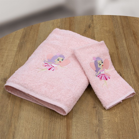 LINO Σετ Πετσέτες Παιδκές 2 τμχ (50x90,70x140) Hada Ροζ