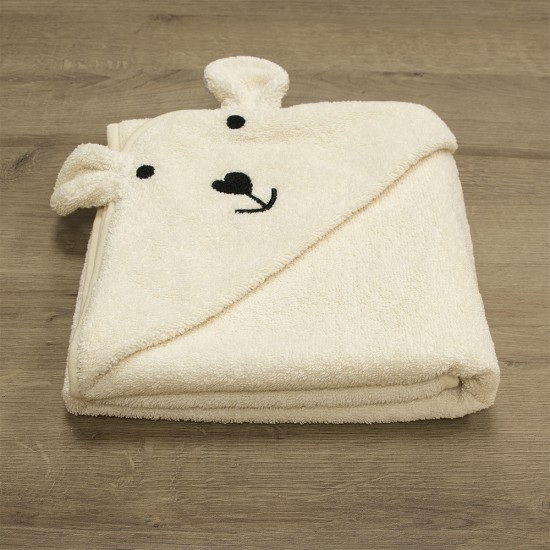 LINO ΚΑΠΑ LOVEBEAR ECRU 75X75 LINO ΚΑΠΑ LOVEBEAR ECRU 75X75