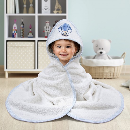 LINO Κάπα Βρεφική (75x75) Paloncino Λευκό/Μπλε