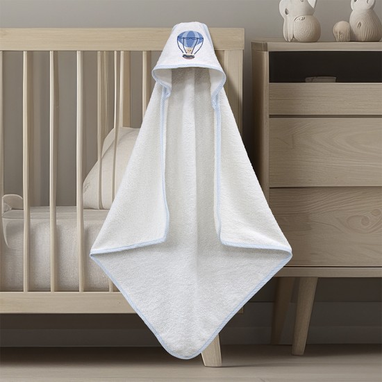 LINO Κάπα Βρεφική (75x75) Paloncino Λευκό/Μπλε