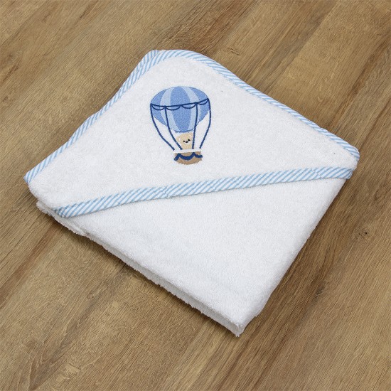 LINO Κάπα Βρεφική (75x75) Paloncino Λευκό/Μπλε