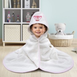 LINO Κάπα Βρεφική (75x75) Paloncino Λευκό/Ροζ