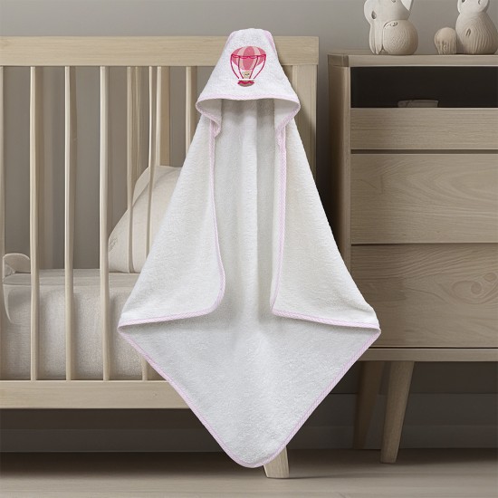 LINO Κάπα Βρεφική (75x75) Paloncino Λευκό/Ροζ