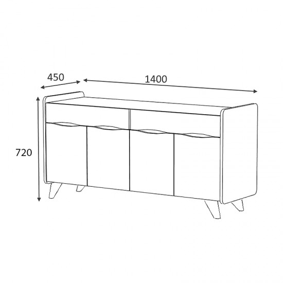 Μπουφές μελαμίνης Sila Megapap χρώμα λευκό - γκρι 140x45x72εκ.