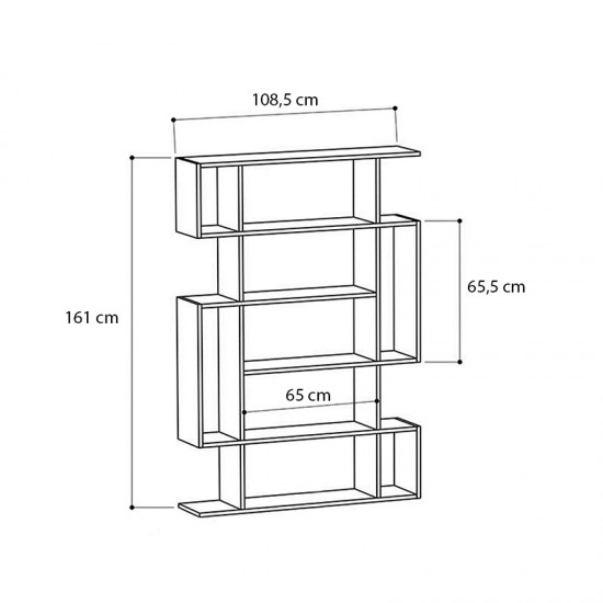 Βιβλιοθήκη μελαμίνης Clint Megapap χρώμα sonoma - ανθρακί 108x25x161εκ.