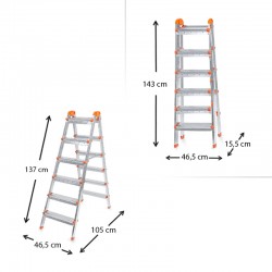 Σκάλα Double Step Perilla μεταλλική 6+6 σκαλοπάτια 137εκ.