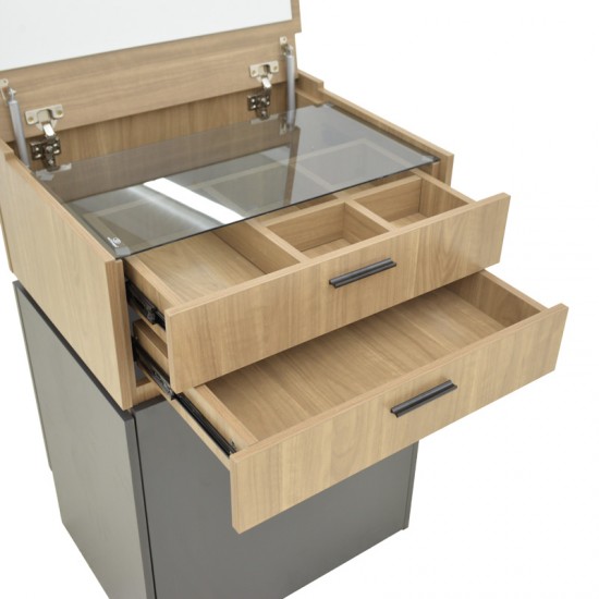 Τουαλέτα κρεβατοκάμαρας Sonlen pakoworld ανθρακί-ανοιχτό καρυδί 60x45x122εκ