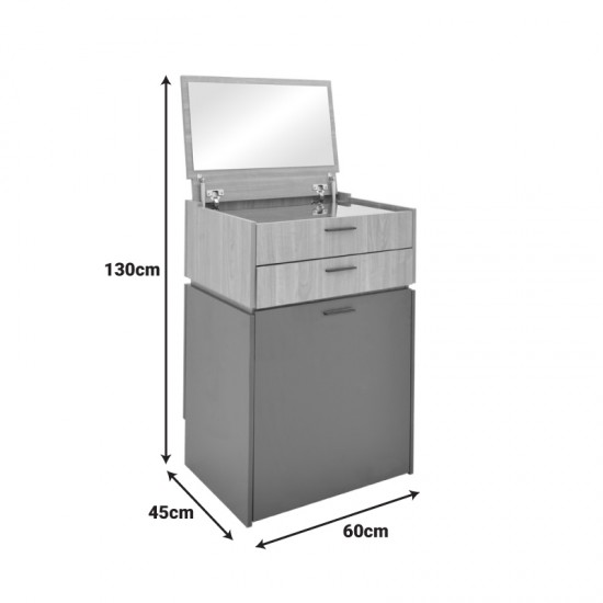 Τουαλέτα κρεβατοκάμαρας Sonlen pakoworld ανθρακί-ανοιχτό καρυδί 60x45x122εκ