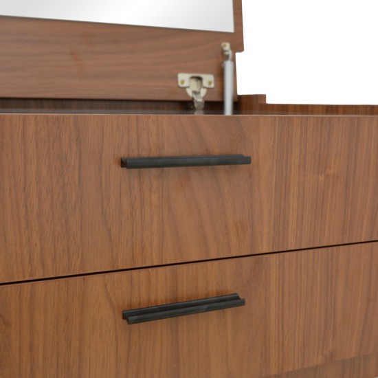 Τουαλέτα κρεβατοκάμαρας Sonlen pakoworld σε καρυδί-κρεμ απόχρωση 60x45x130εκ