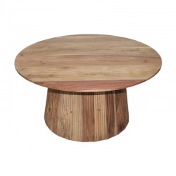 Τραπέζι σαλονιού Canicule I pakoworld μασίφ ξύλο ακακίας σε φυσική απόχρωση Φ80x40εκ