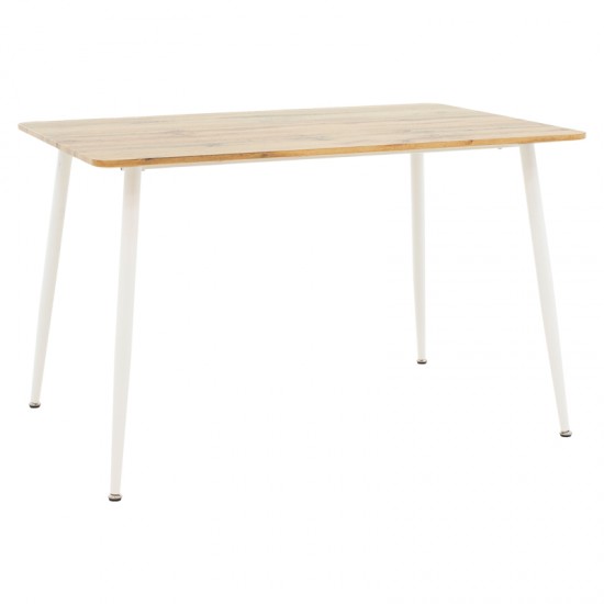 Τραπεζαρία Gaston-Cuba pakoworld σετ 5τεμ pp-mdf σε λευκή-sonoma απόχρωση120x80x75εκ